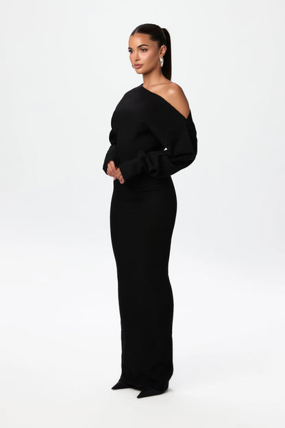 ZYPHIRE™ Off Shoulder Knit Sweater Dress