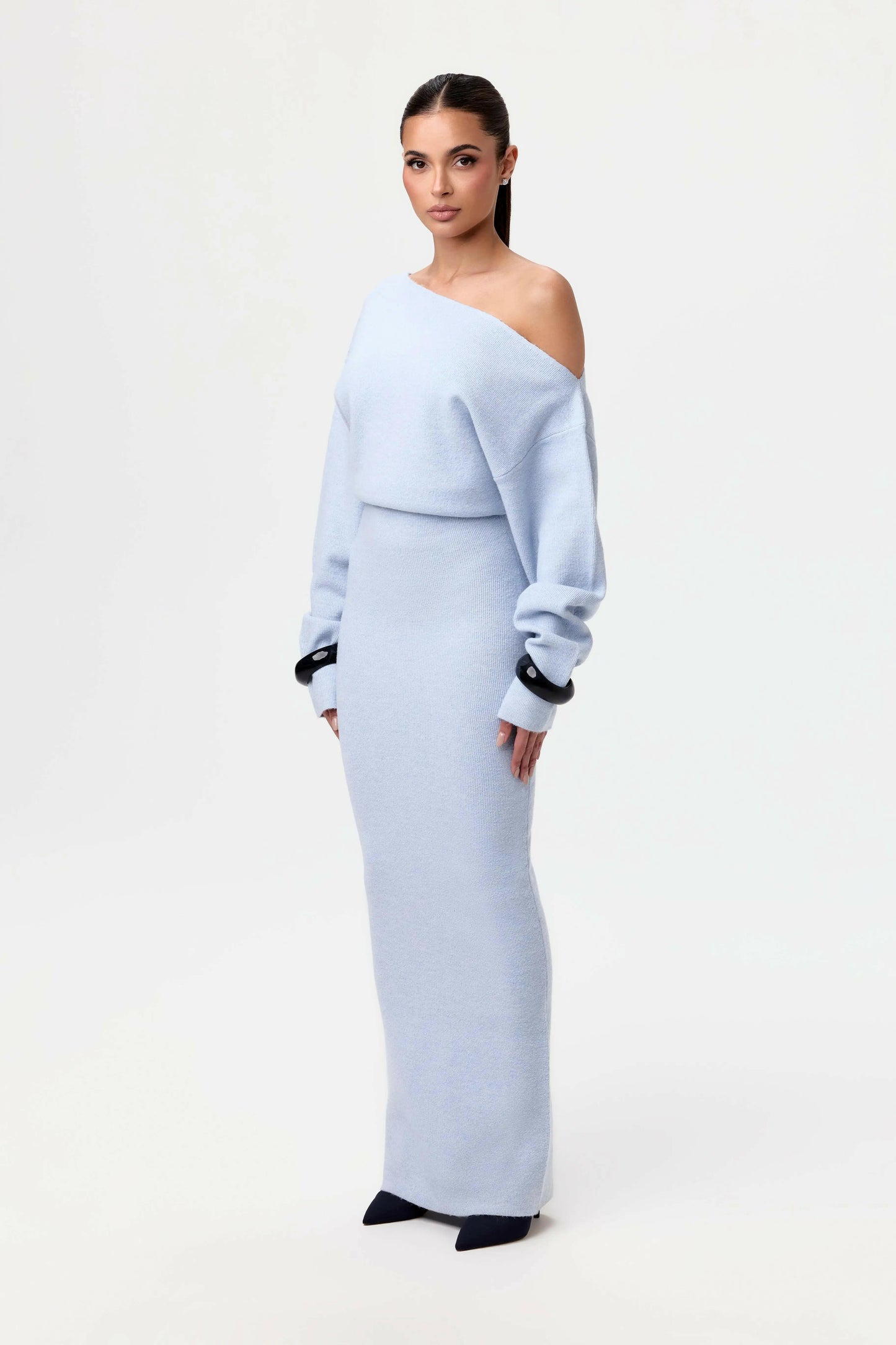 ZYPHIRE™ Off Shoulder Knit Sweater Dress