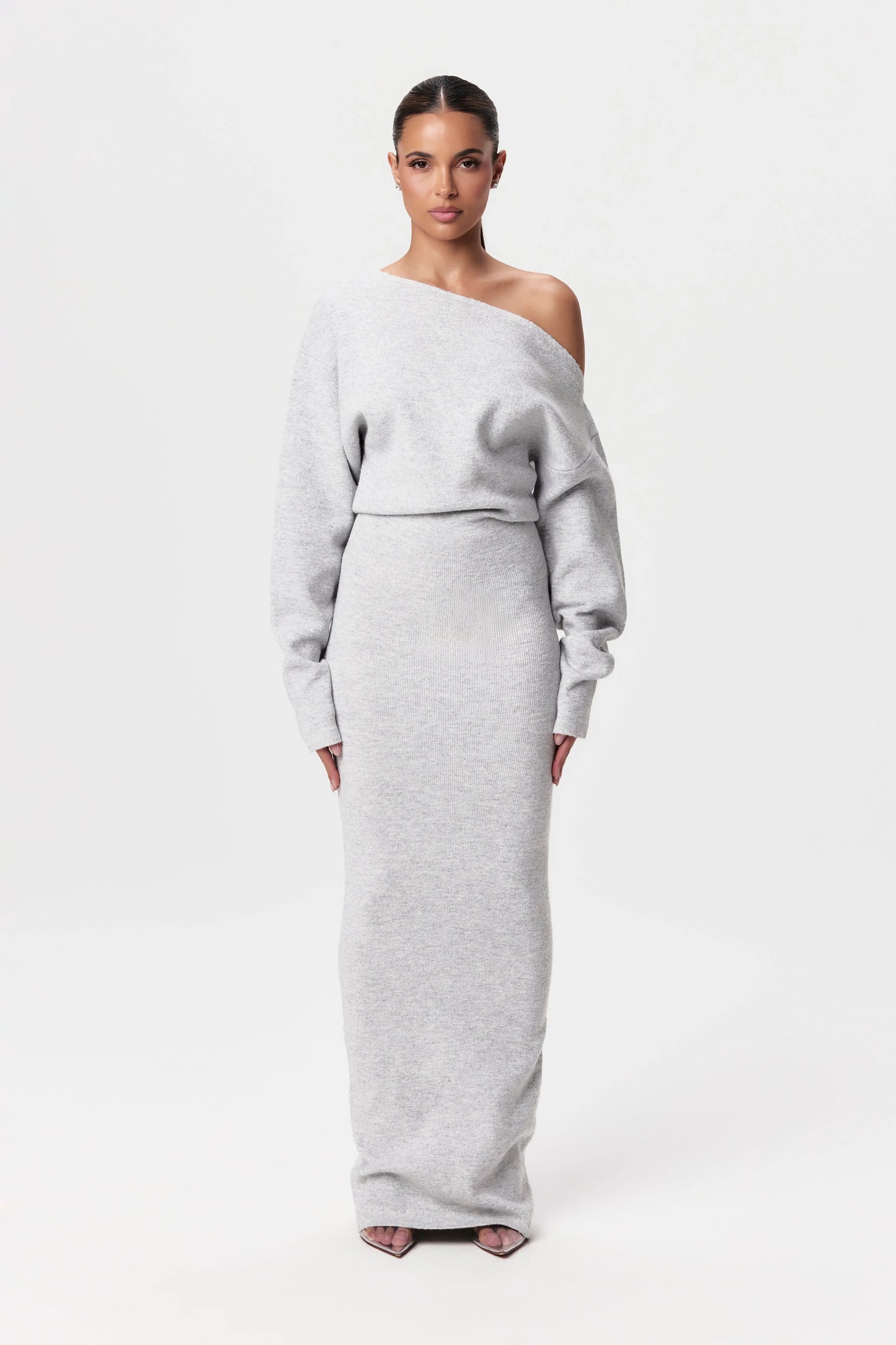 ZYPHIRE™ Off Shoulder Knit Sweater Dress