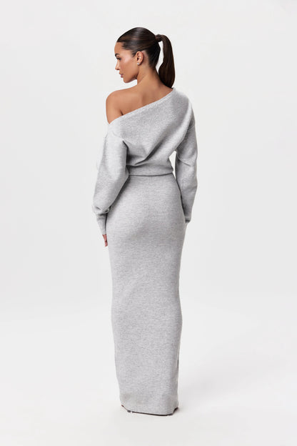 ZYPHIRE™ Off Shoulder Knit Sweater Dress