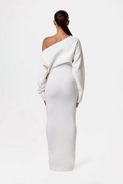 ZYPHIRE™ Off Shoulder Knit Sweater Dress